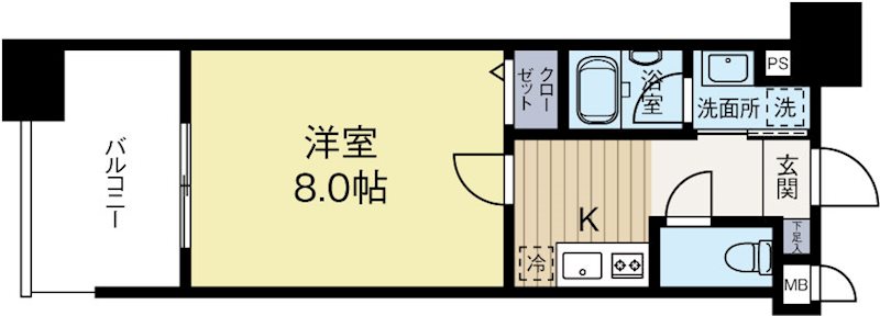S-FORT福岡県庁前 1006号室 間取り
