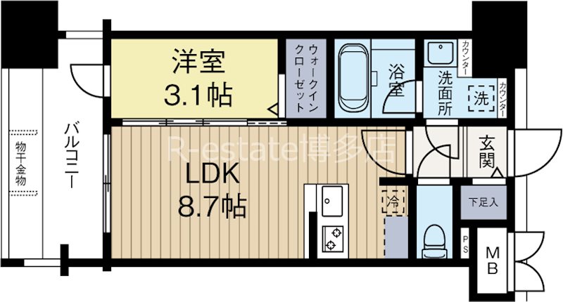 グランフォーレ千早マークスクエア　ウエストウイング 310号室 間取り
