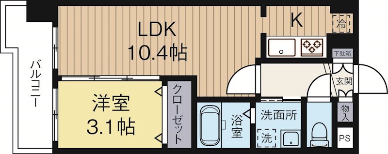 レジディア博多東 402号室 間取り