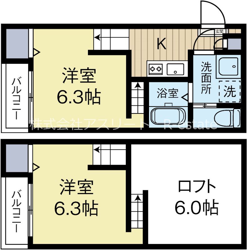 ZEXCEL夢野 105号室 間取り