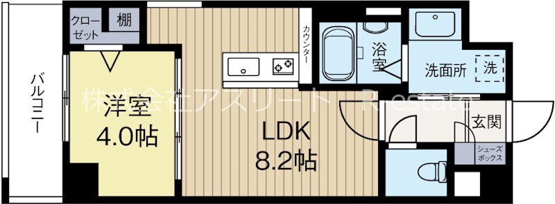 グランドアセント 604号室 間取り