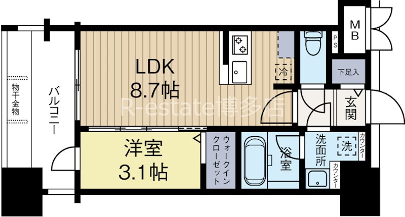 グランフォーレ千早マークスクエア　ウエストウイング 1509号室 間取り