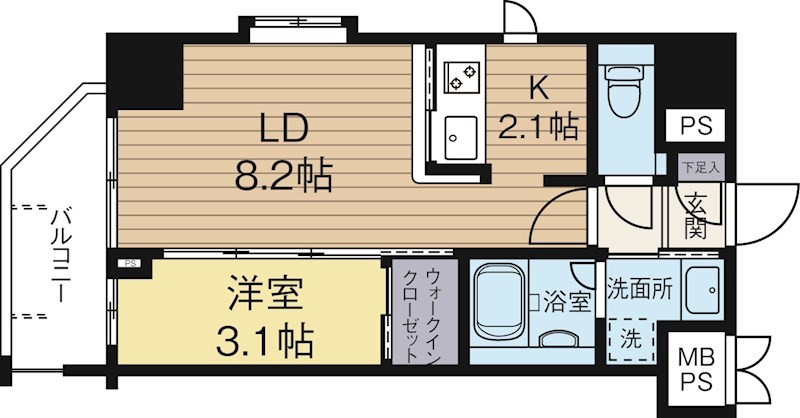 ネストピア博多駅前2 301号室 間取り