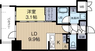 ネストピア天神東3 702号室 間取り