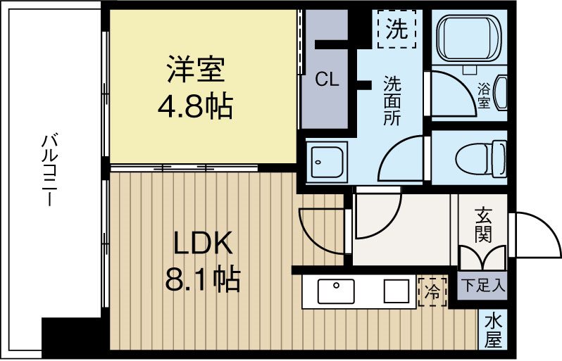 ピアパーク渡辺通 1102号室 間取り