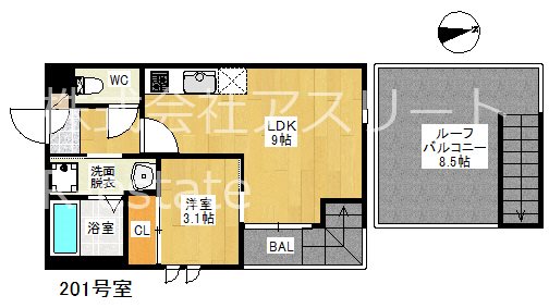 GRANDTIC　吉塚 201号室 間取り