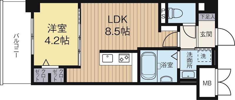 エルグランド東比恵 105号室 間取り