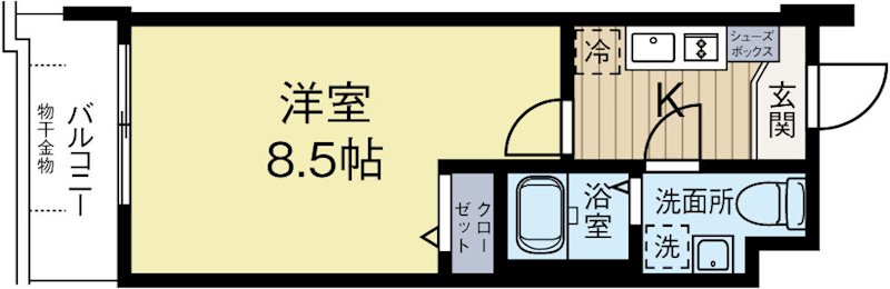 エンクレスト警固 708号室 間取り