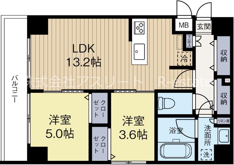 モダンパラッツォ箱崎grace 302号室 間取り