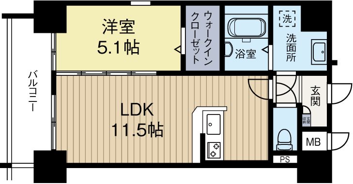 テイルガーデン博多 805号室 間取り