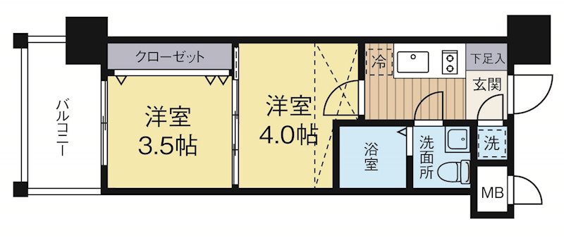 ギャランティー21博多ORIENTBLDNo.66 1103号室 間取り