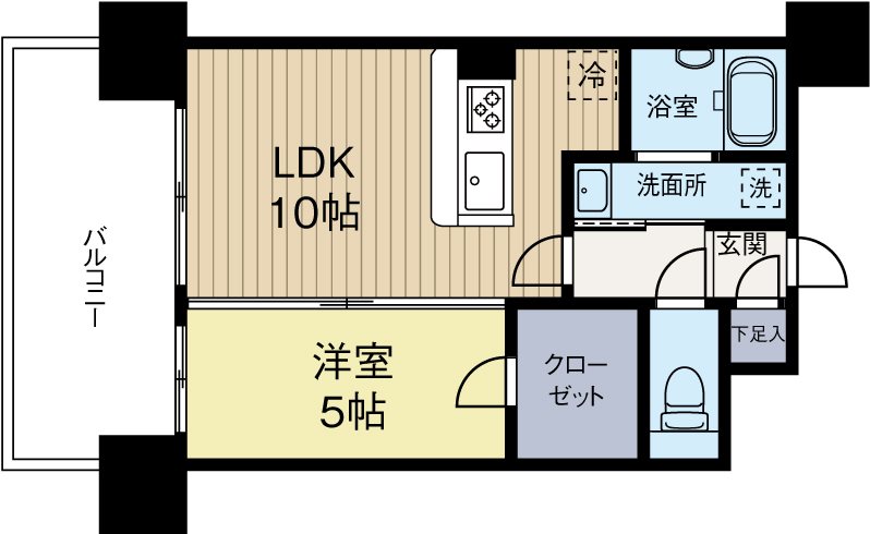 グランエターナ福岡警固 2203号室 間取り