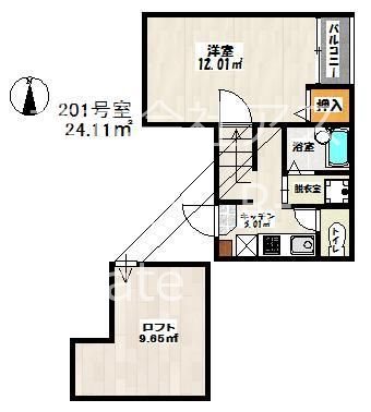 パームテラス祇園 201号室 間取り