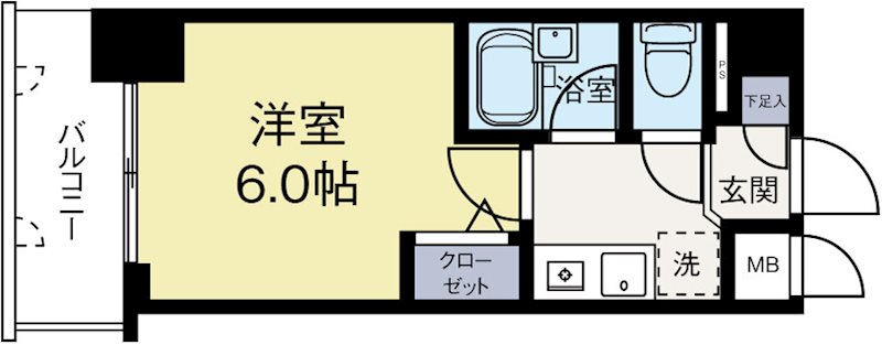 エスリード天神第2 201号室 間取り