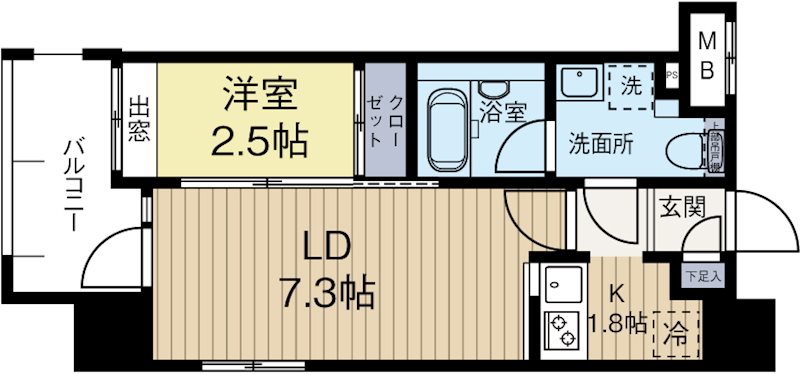 グランフォーレプライム天神東 703号室 間取り