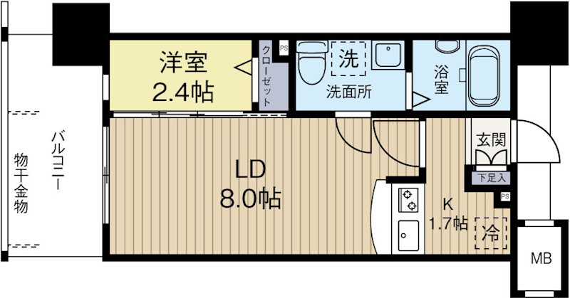 グランフォーレプライム大手門 405号室 間取り