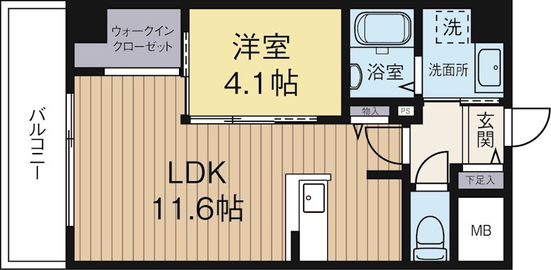 フォレストドルフ天神 605号室 間取り