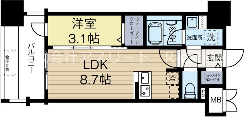 グランフォーレ千早マークスクエア　ウエストウイング 1016号室 間取り