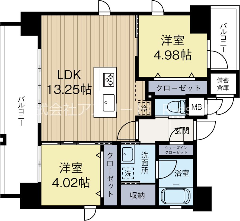 ネストピア渡辺通 1501号室 間取り