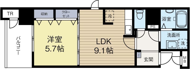 ポルトデュボヌール 201号室 間取り