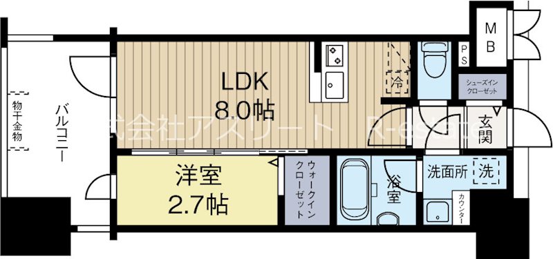 グランフォーレ千早マークスクエア　ウエストウイング 202号室 間取り
