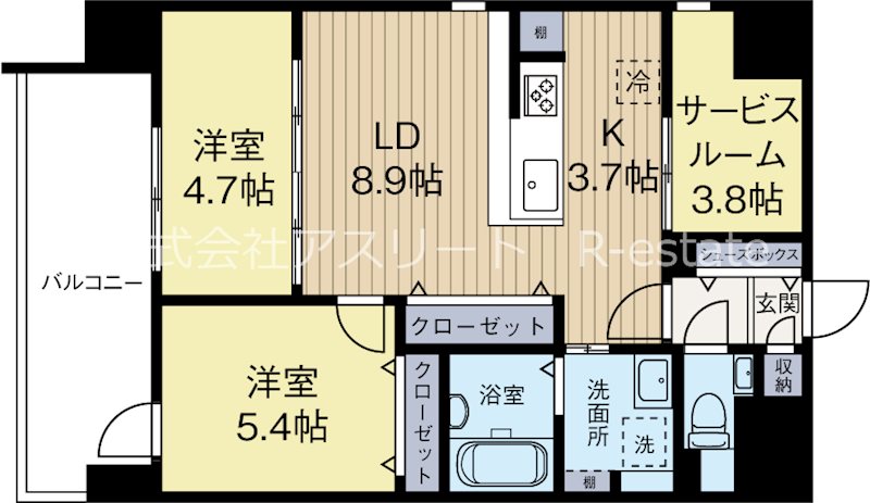 モダンパラッツォ住吉 1302号室 間取り