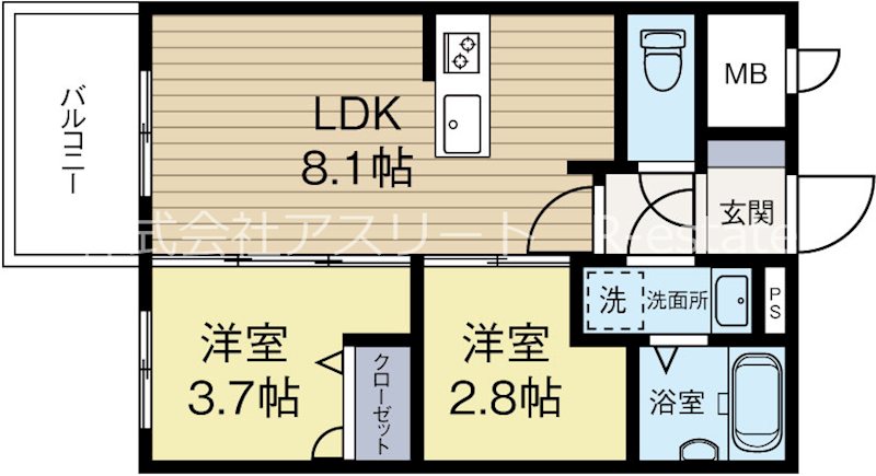 MODERN PALAZZO平尾path 407号室 間取り