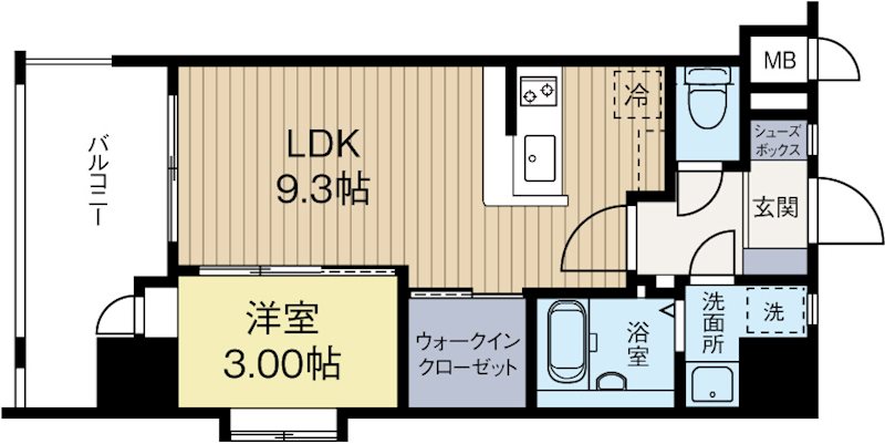 コモテリア渡辺通 1106号室 間取り