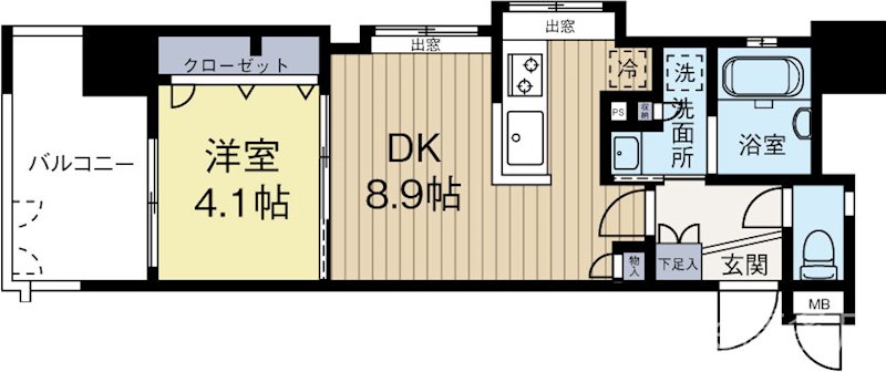 アクタス博多Vタワー 1301号室 間取り