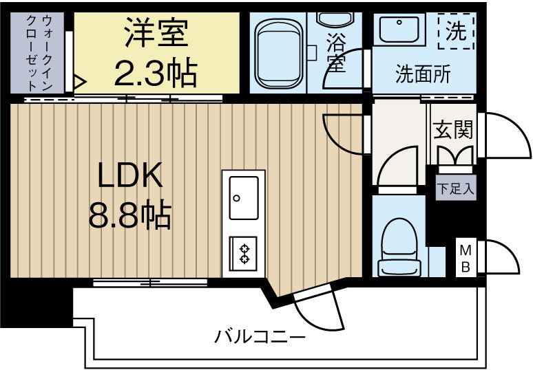 ヴィラージュ県庁前参番館 704号室 間取り