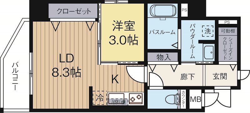 ウインステージ大博通り 505号室 間取り