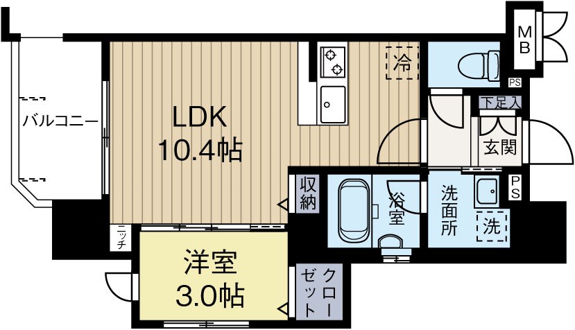 アクタス薬院テラス 1104号室 間取り