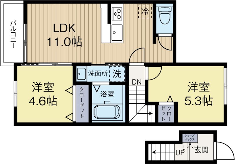 ボワールアビオン博多A棟 205号室 間取り