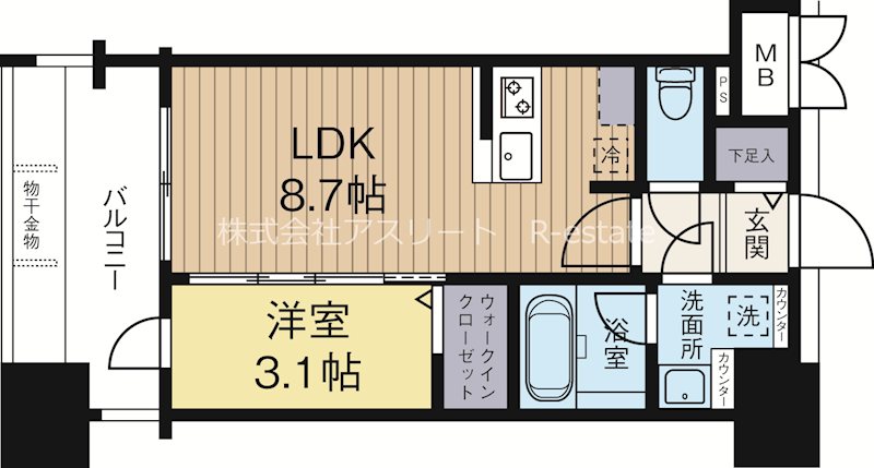 グランフォーレ千早マークスクエア　ウエストウイング 417号室 間取り