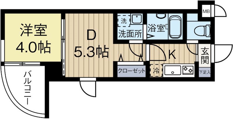 アクタス天神3 407号室 間取り