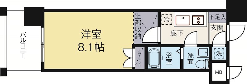 ギャランティー21博多ORIENTBLDNo.66 1017号室 間取り