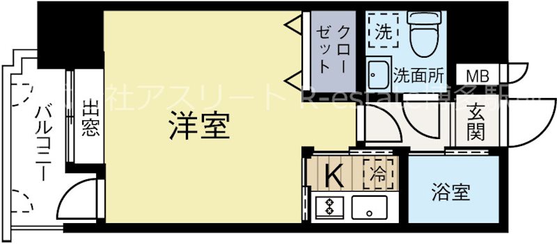 エステートモア天神スタジオ 1226号室 間取り