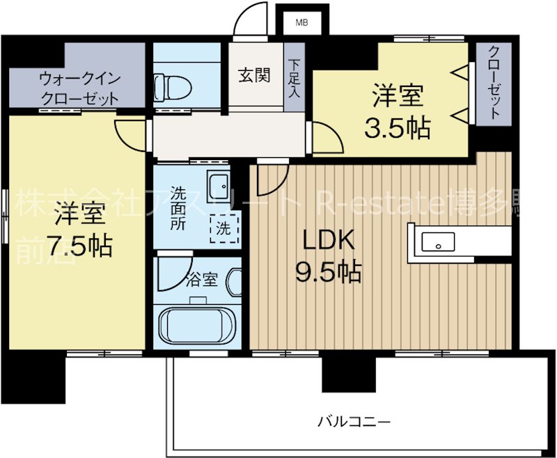 モダンパラッツォ天神南Leaf 1402号室 間取り