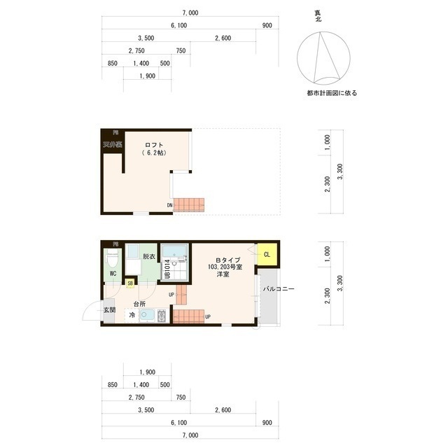 サンソレイユ 103号室 間取り