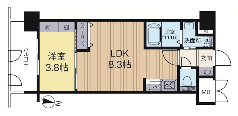 エフパルク博多駅南 1303号室 間取り
