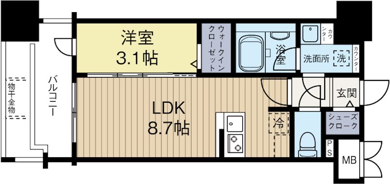 グランフォーレ千早マークスクエア　イーストウイング 1009号室 間取り