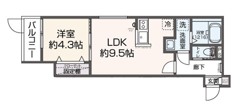 Calm箱崎 102号室 間取り
