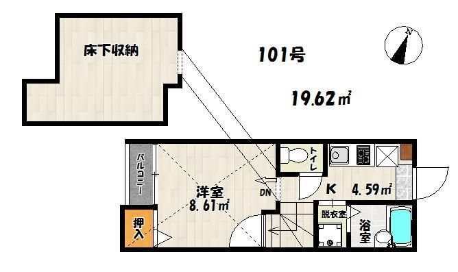 キューブ吉塚 101号室 間取り