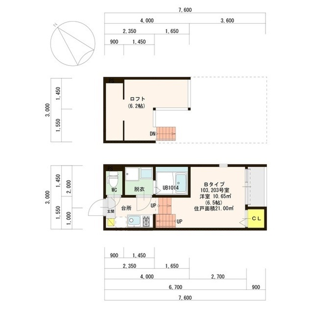 Rossy Room 103号室 間取り