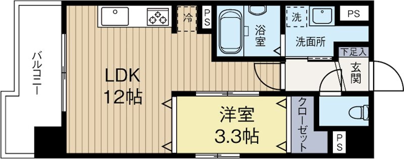 レジディア博多東 401号室 間取り