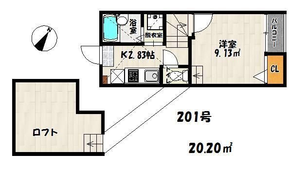 パームコート博多駅前 201号室 間取り