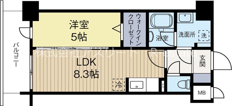 モダンパラッツォ博多sur 1305号室 間取り