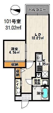 バーンメアオクシュ 101号室 間取り
