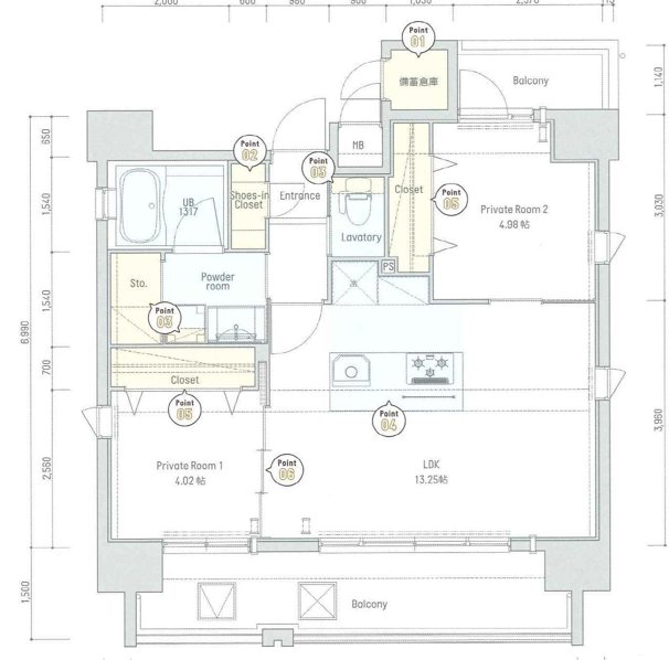 ネストピア渡辺通 間取り図