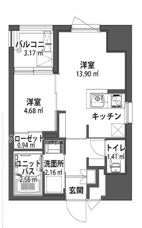 インシェイプ大手門 902号室 間取り